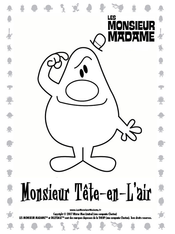coloriage monsieur tete en l air se grattouille